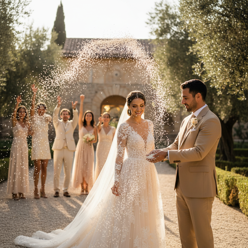 Reiswerfen bei der Hochzeit