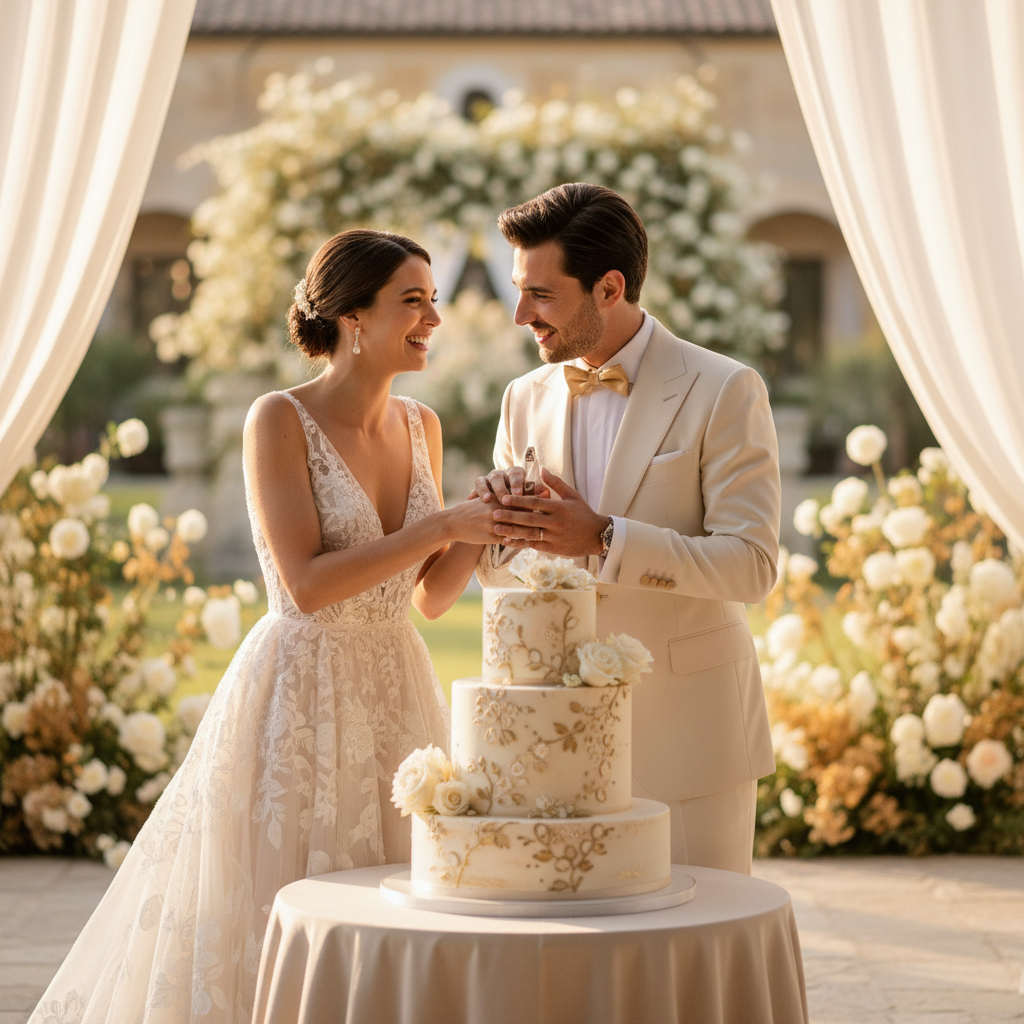 Wer hat die Hand oben beim Anschneiden der Hochzeitstorte?